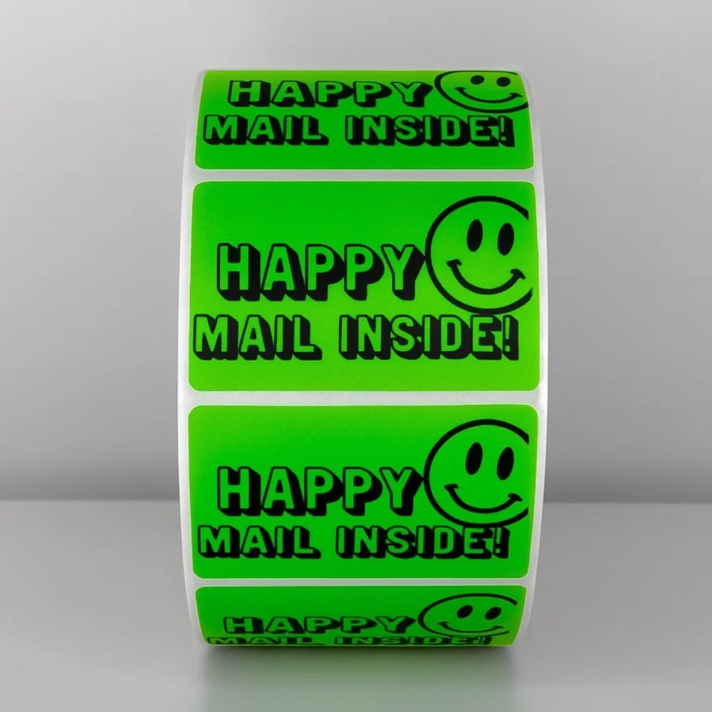 Happy Mail Inside Stickers | Smiley Face Labels for Cute Packaging & Shipping